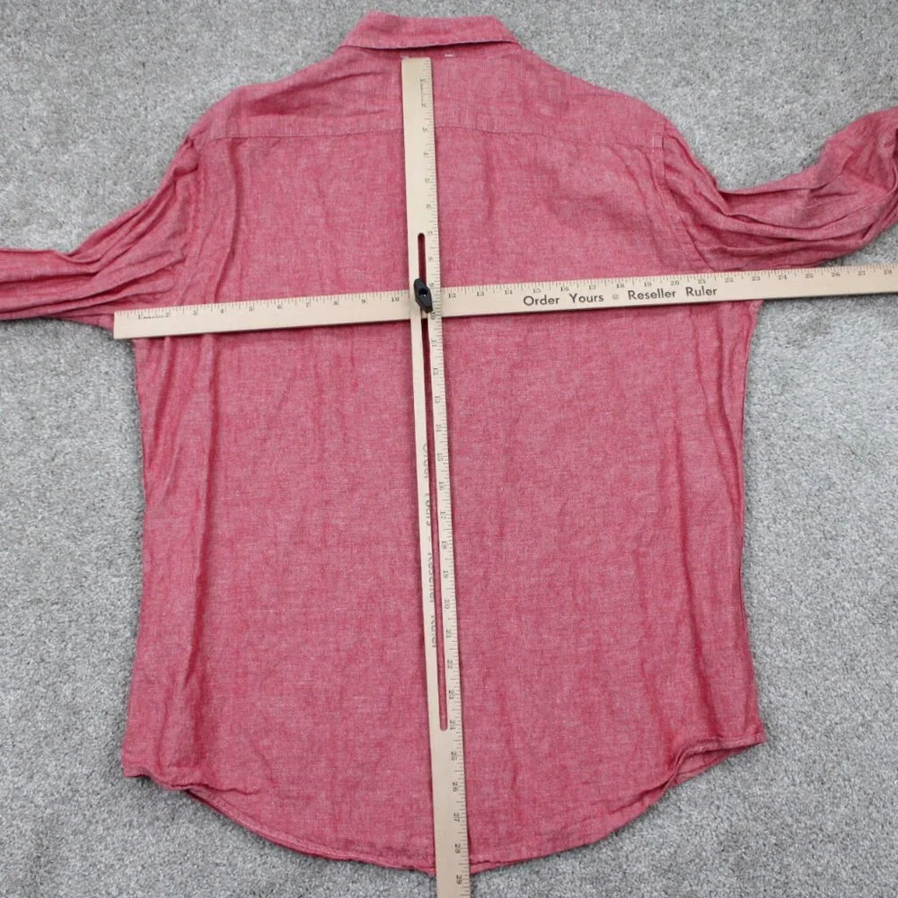 Banana Republic Linen Slim Fit Shirt Adult Large Red Linen/Cotton Blend‎ L/S